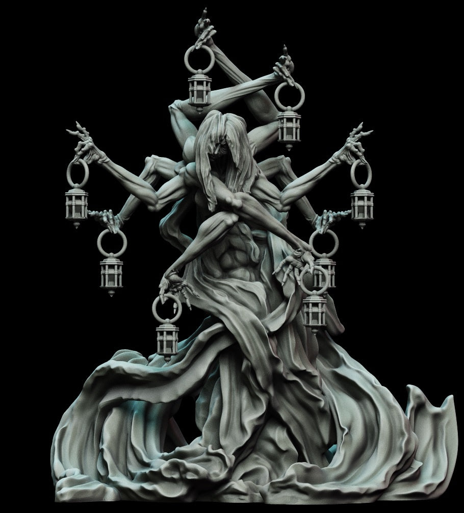 Grey Resin Lady of the Marsh Lights Sculpture