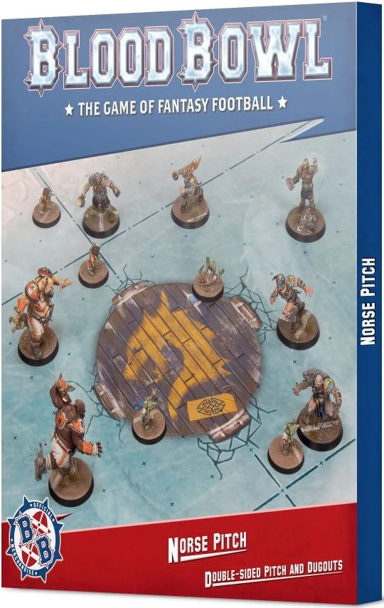 Double - sided Blood Bowl Norse Pitch and Matching Dugouts Set