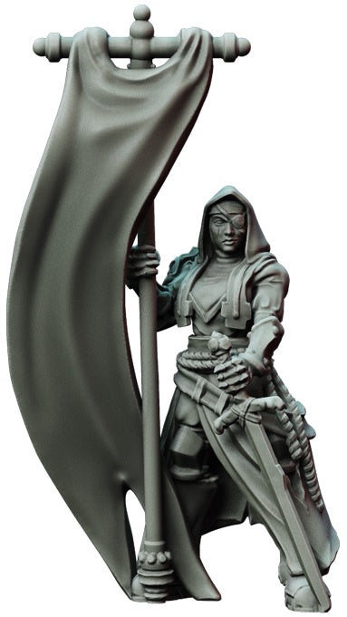 Fantasy Battle Nuns - Standard Bearer Grey Resin Model