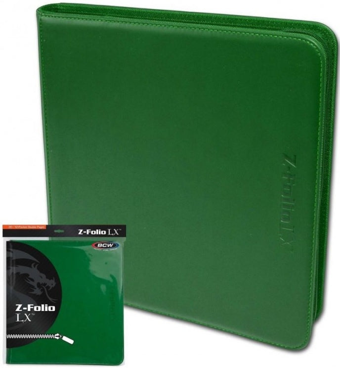BCW Z-Folio LX Green Archival Album with 12-Pocket Pages for Card Collection